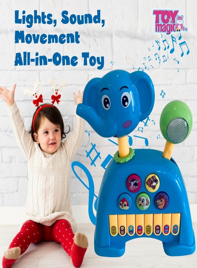 ToyMagic Animal Piano Elephant with Moving Tail & Wheels | Interactive Musical Toy for Toddlers | 13 Keys with Lights & Sound | Motion Activated Elephant Toy for Early Learning | Safe & Fun - Image 3